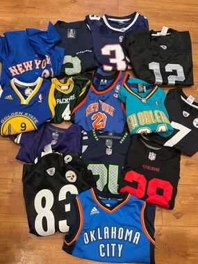 Kids NBA, NFL, MBL Jersey Bundle